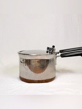 Vintage Revere Ware 1801 4 Qt Copper Clad Stainless Steel Pressure Cooker